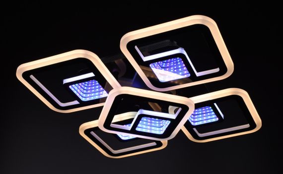 Люстра світлодіодна стельова LED світильник для квартири на стелю лед з пультом 26025 Чорний 10х40х40 см. | Зображення 7