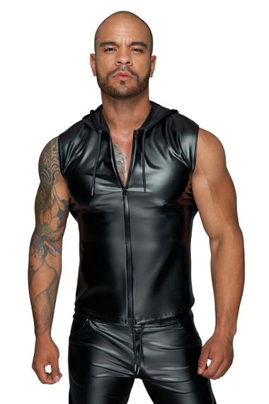 Мужская безрукавка с капюшоном Noir Handmade H062 Hooded Shirt, 3XL, мокрый эффект sexstyle