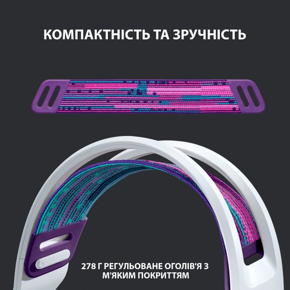 Навушники Logitech G733 Lightspeed Wireless RGB Gaming Headset White (981-000883) | Зображення 1