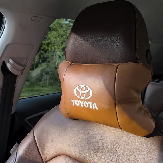Набір шкіряних подушок 2шт на підголівник Toyota. Комфортні PL-162 ортопедичні подушки,Тойота | Зображення 7