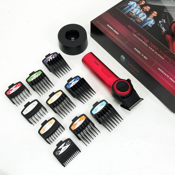 Професійна машинка для стрижки волосся VGR V-001 RED з дисплеєм 9000 об та 10 насадками (1,5-24 мм) | Зображення 9