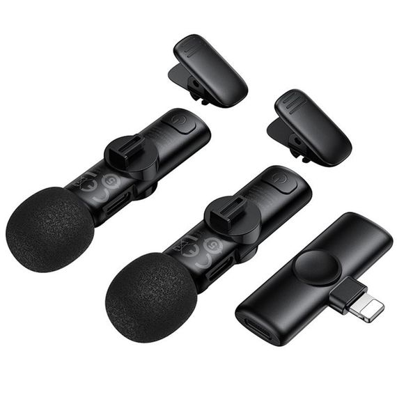 Петличный беспроводной микрофон Borofone BFK16A Winner dual-mic Type-C Black | Зображення 2
