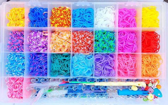 Набір гумок для плетіння браслетів 15600 шт Loom Bands, гігантський дворівневий набір резинок зі станком | Зображення 4