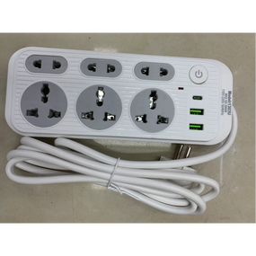 Мережевий фільтр 2м, 2500Вт, 6×220В, 2×USB, 1×Type, WL-1, Білий / Подовжувач з вимикачем
