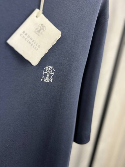 Футболка синя Brunello Cucinelli Classic Logo Dark Blue f693 | Зображення 1