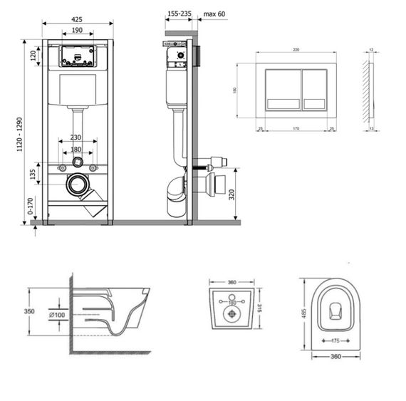 Набір Qtap Nest 4 в 1 підвісний унітаз Jay Ultra Quiet 485x360x320 + комплект інсталяції QT07335177W45135 | Зображення 1