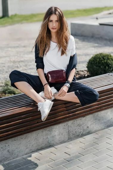 Шкіряна поясна сумка Skin and Skin Go Bag 19x13x6 см Бордова (WB03BU) | Зображення 4