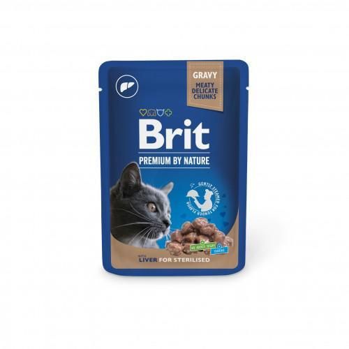 Вологий корм Brit Premium Cat pouch для стерилізованих кішок, печінка, 100 г