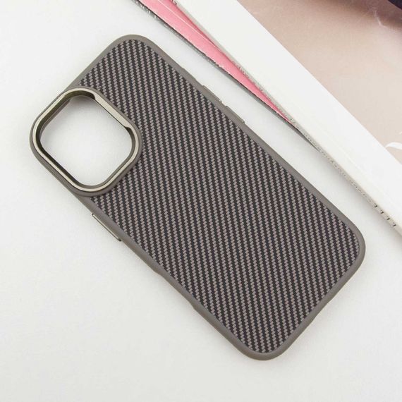 Чохол TPU+PC Carbon with MagSafe для Apple iPhone 16 (6.1") Grey | Зображення 1