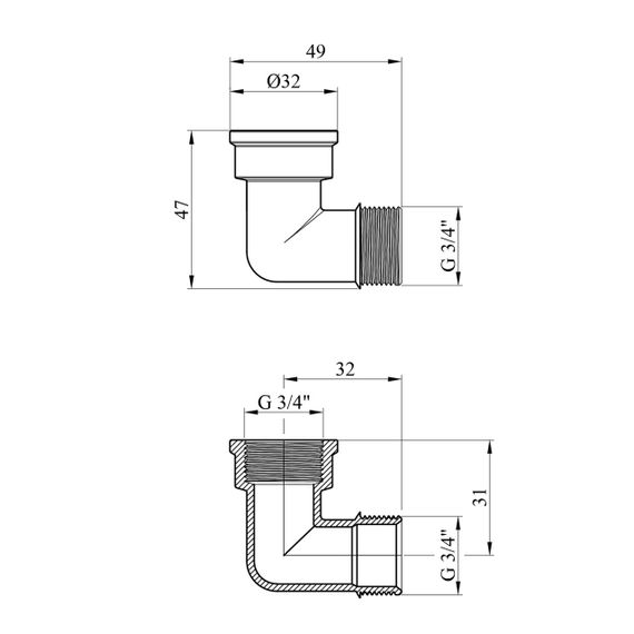 Угольник усиленный LexLine 3/4" ВЗ латунный УК0120-1-В | Зображення 1