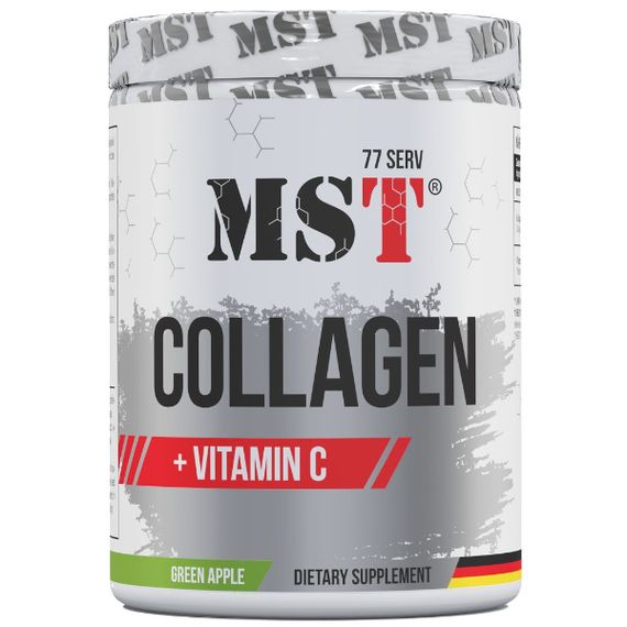 Хондропротектор (для спорту) MST Nutrition Collagen + Vitamin C 500 g /77 servings/ Green Apple