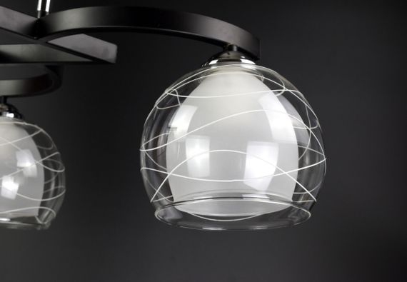 Люстра стельова на 3 лампочки 25217 Чорний 28х49х49 см. | Зображення 2