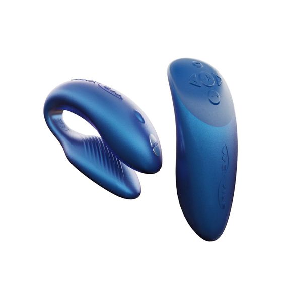 Смарт-вибратор для пар We-Vibe Chorus Cosmic Blue, сенсорное управление вибрациями сжатием пульта | Зображення 1
