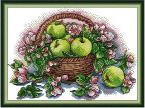 Набір для вишивання за нанесеною на канву схемою "Flowers and fruits". AIDA 14CT printed 34*27 см