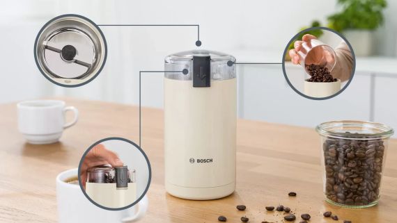 Кавомолка електрична Bosch TSM6A017C для зернової кави з потужним мотором | Зображення 1