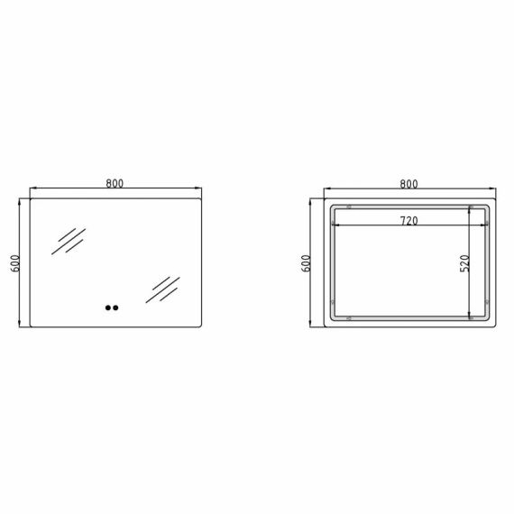Дзеркало Qtap Taurus (TA2) 800×600 мм з LED-підсвічуванням Touch, з антизапотіванням, з димером, рег. темп. кольору (3000-6500K) | Зображення 1