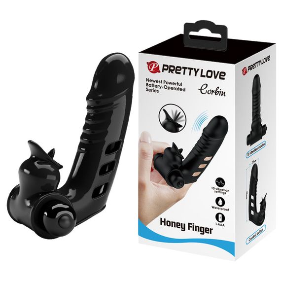 Насадка на палець - Pretty Love Corbin Finger Vibrator Black Sex Aura