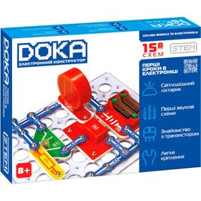 Конструктор DOKA електронний Перші кроки в електроніці (Набір В, 15 схем) (D70710)