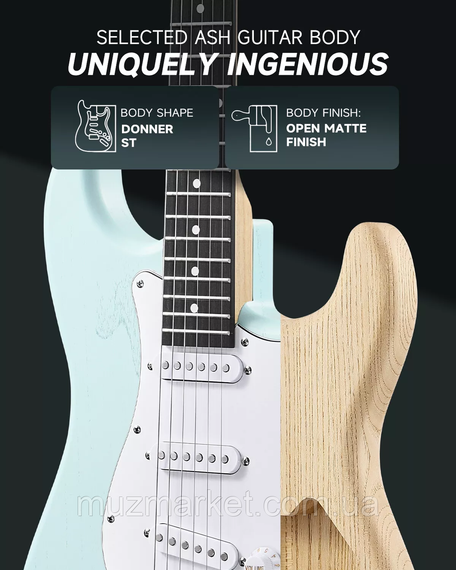 Електрогітара DONNER DST-80 Surf Green - (Комплект) | Зображення 3