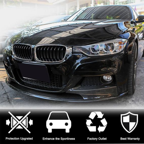 Накладка на передній бампер Lip MP-Style (для F30 M-Sport, Карбон) для BMW 3 серія F-30/31/34 2012-2019 рр | Зображення 1