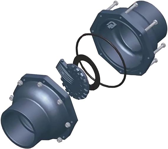 Обратный клапан ПВХ DN32 (40 мм) с двойным соединением обратный ход, для труб под давлением для напорной трубы | Зображення 3