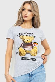 Футболка женская с принтом  цвет светло-серый 190R101