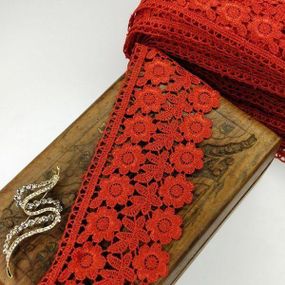 (1 метр) Кружево макраме  7,5см Цвет - Красный (25М-F1375E1-5)