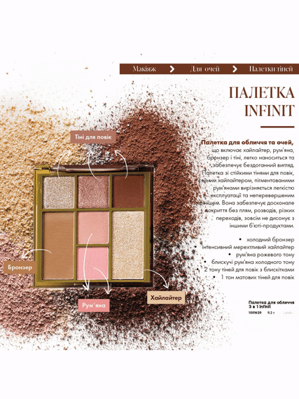Палетка тіней для обличчя Infinit Farmasi 9,2 г | Зображення 6