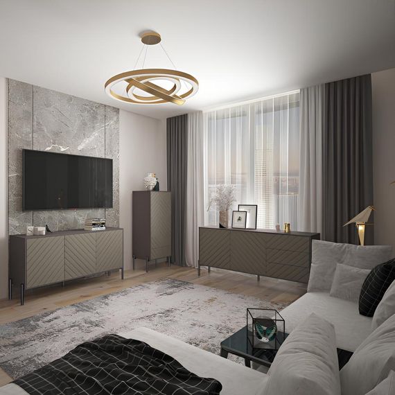 Комод з чорними металевими ніжками LION Амарант 168x40x76,5 см Бетон Style/Графітовий (LION-041884) | Зображення 5