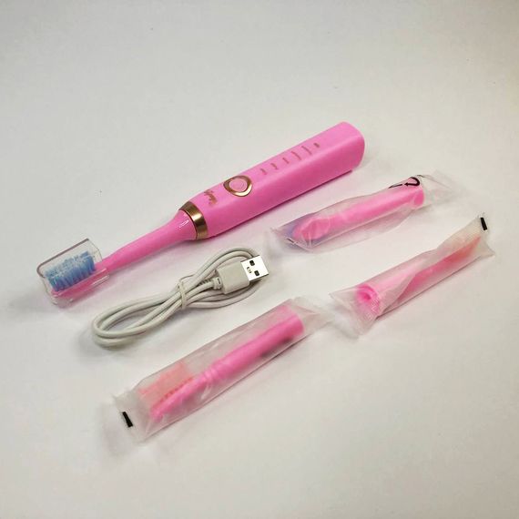 Зубная электрическая щетка для двоих Shuke SK-601 розовая, Электрическая зубная щетка shuke, Ультра звуковая UM-755 зубная щетка | Зображення 6