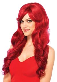 Хвиляста перука з косим чубчиком Leg Avenue Long Wavy Wig 68 см, червона sexstyle