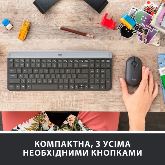 IT набір Logitech MK470 Slim Wireless Combo, US, Graphite (920-009204) | Зображення 1