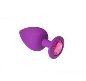Анальна пробка, силіконовий із рожевим каменем, M sexstyle