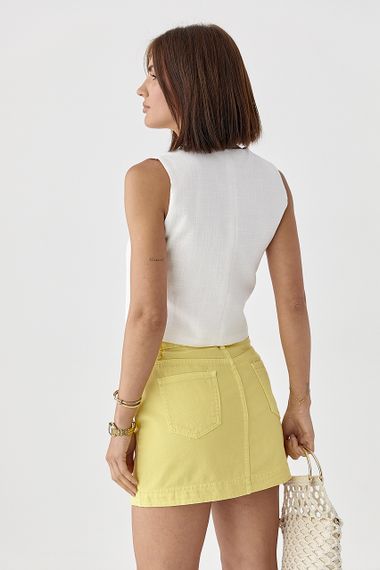 Бавовняний жіночий жилет на зав'язках - білий цвет, S (є розміри) | Зображення 1