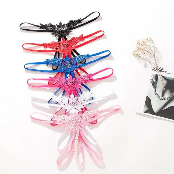 Стринги з намистинками та квітами рожеві | Зображення 2