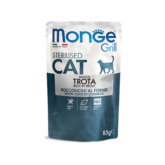 Корм Monge Cat Grill Wet Sterilised Trota вологий з фореллю для стерилізованих котів 85 гр