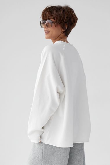 Лонгслів вільного крою з рукавами-реглан - молочний цвет, ONE SIZE (є розміри) | Зображення 1