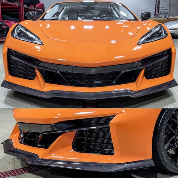 Накладка на передній бампер Lip (для Z06, 2020-2024, Карбон) для Chevrolet Corvette C8 2019- рр | Зображення 1