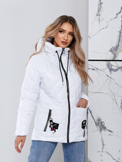 Жіноча стьобана куртка з блиском, арт.504, арт.504, білий | Зображення 5