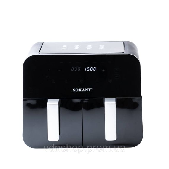 Аэрофритюрница SOKANY SK-10005 на 10 литров, с двумя отделениями 2400 Вт черная