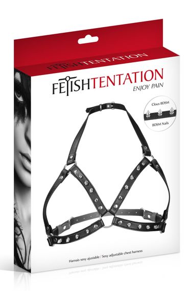 Портупея с металлическими шипами Fetish Tentation Sexy Adjustable Chest Harness | Зображення 2