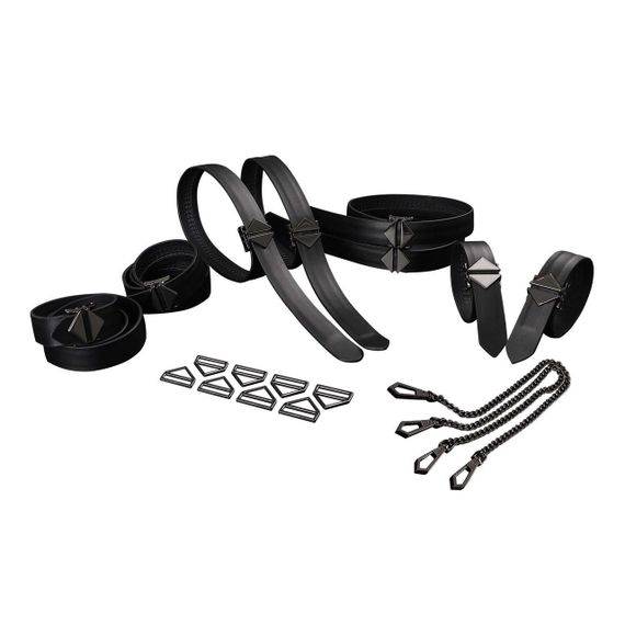 Набір із 8 ременів для зв'язування LOCKINK 8-Bondage-Straps Restraint Set — Black Sex Aura
