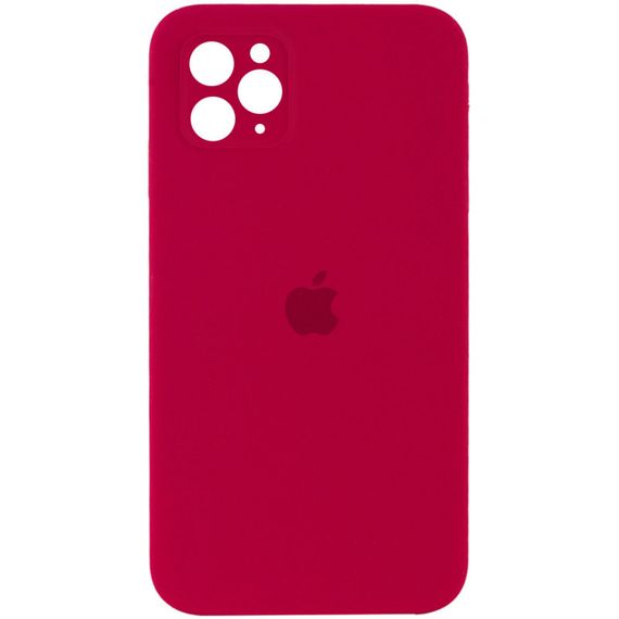 Чехол Silicone Case Square Full Camera Protective (AA) для Apple iPhone 11 Pro (5.8") Красный / Rose Red