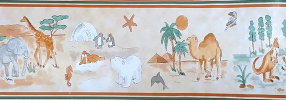 Пленка самоклеющаяся бордюрная 13,3х1000cm водостойкая зоопарк