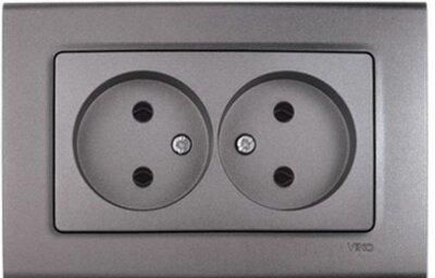 Розетка подвійна VIKO Linnera без заземлення, Сірий Граніт (90402055)