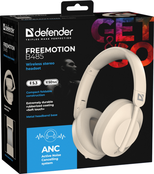 Гарнітура Defender FreeMotion B485 Bluetooth ANC Beige (63485) | Зображення 9
