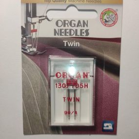 Иглы швейные двойные универсальные ORGAN TWIN №90/4 для бытовых швейных машин блистерная упаковка