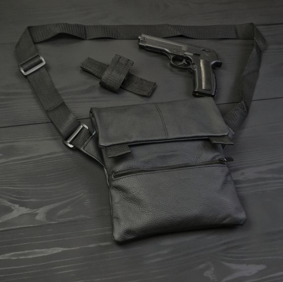 Набір 2В1. Шкіряна сумка з кобурою + ліхтарик професійний POLICE BL-X71-P50 | Зображення 2