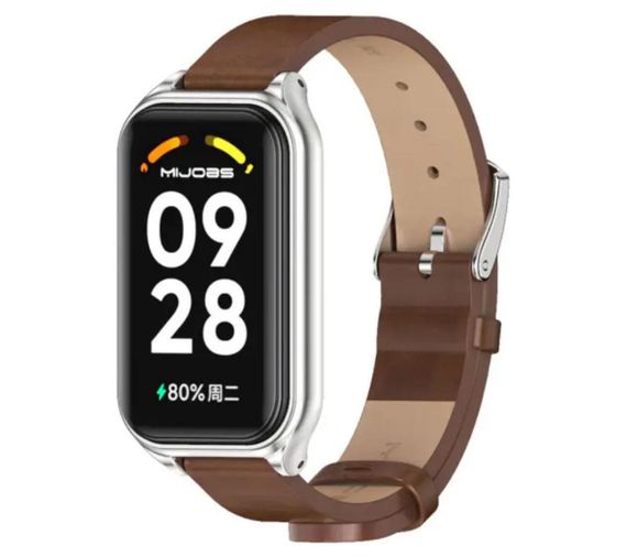 Шкіряний ремінець Mijobs для фітнес браслета Xiaomi Smart Band 9 Active - Brown | Зображення 2