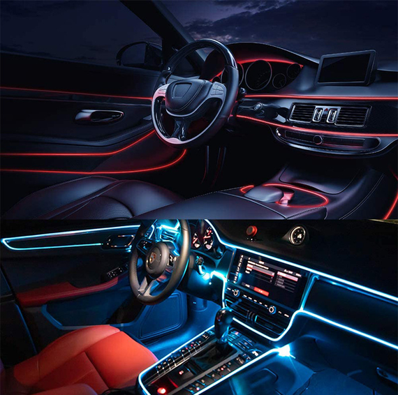 Автомобильная светодиодная ЛЕД подсветка RGB в салон автомобиля, Bluetooth управление, опто волокно | Зображення 2